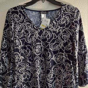 Silver and Black Graphic Long Sleeve Tunic